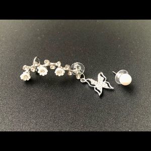 Silvertone 2 Pc. Flower Ear Climber Earring
